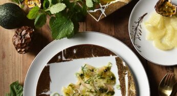 White tunafish in Carpaccio with grapefruit and passion fruit